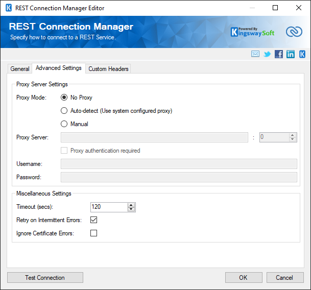 REST Zoho CRM Connection Manager - Advanced Settings